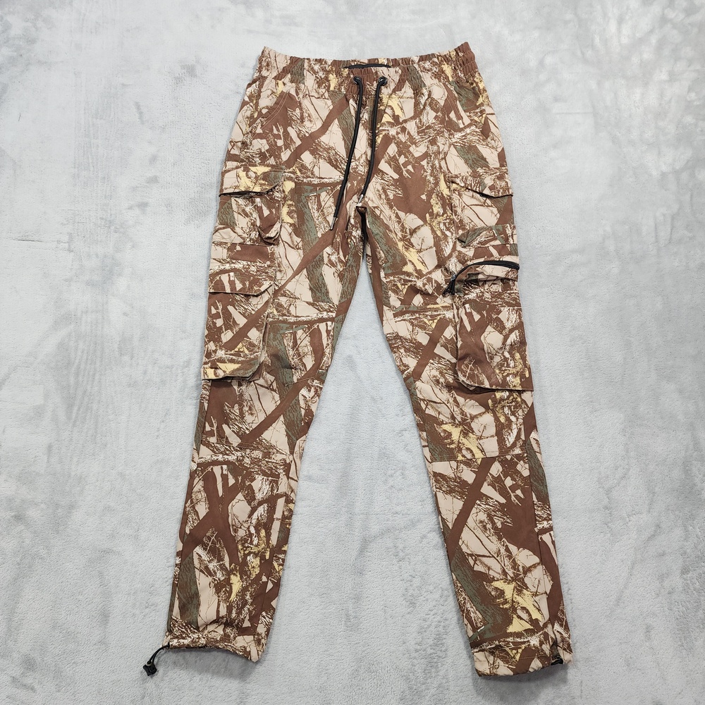 Life Code Pants Mens S Brown Camo Woven Jogger Cargo Zip Pocket Hiking Hunting